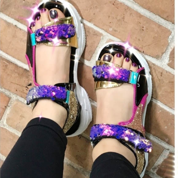 Just In! Multicolor glitter sequin Platform Sandal - Picture 6 of 6